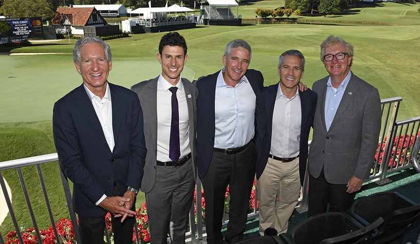 Wyndham and PGA Tour officials celebrate the unveiling of the Wyndham Rewards Top 10 at East Lake Golf Club in Atlanta