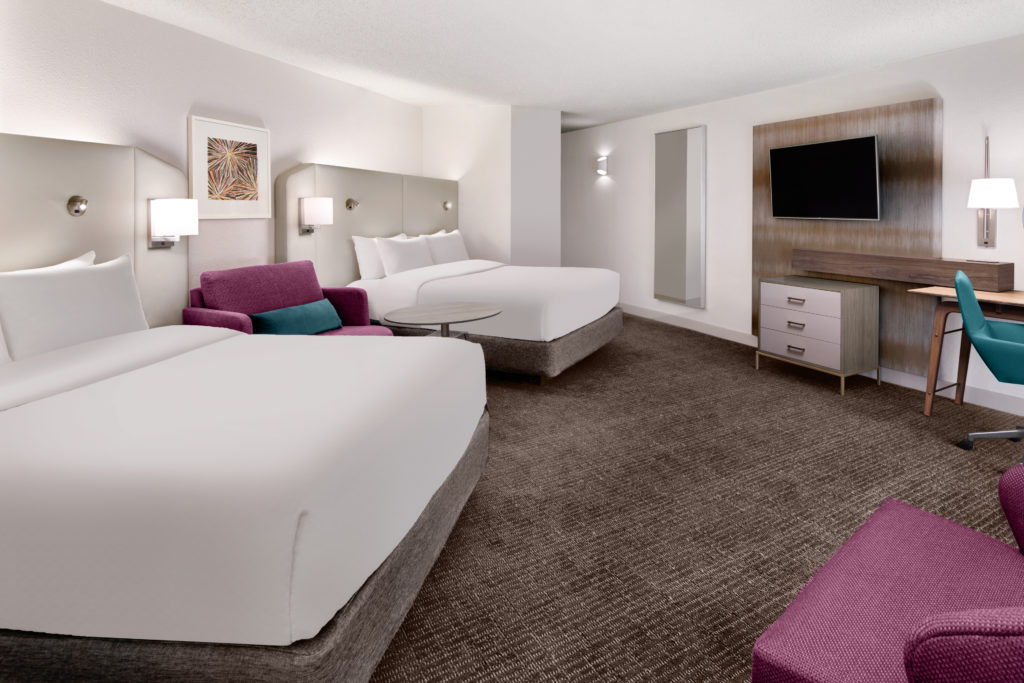 The angled beds in Crowne Plaza guestrooms are designed to cocoon guests or a better night's sleep.