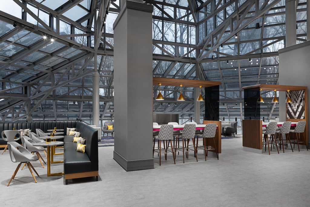 Rendering of the lobby at Crowne Plaza Atlanta Perimeter at Ravinia